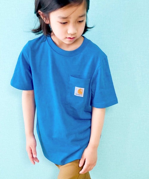 Carhartt（カーハート）の「carhartt  ワンポイントロゴ 半袖ポケットTシャツ キッズ（Tシャツ/カットソー・キッズ・ブラック/オレンジ/ブルー/ブルー系1/レッド系・4/6/5/7/S/M/L/XL）」の11枚目の写真