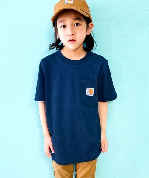 Carhartt（カーハート）の「carhartt  ワンポイントロゴ 半袖ポケットTシャツ キッズ（Tシャツ/カットソー・キッズ・ブラック/オレンジ/ブルー/ブルー系1/レッド系・4/6/5/7/S/M/L/XL）」の15枚目の写真