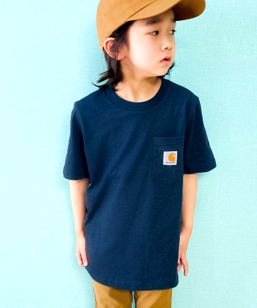 Carhartt（カーハート）の「carhartt  ワンポイントロゴ 半袖ポケットTシャツ キッズ（Tシャツ/カットソー・キッズ・ブラック/オレンジ/ブルー/ブルー系1/レッド系・4/6/5/7/S/M/L/XL）」の17枚目の写真