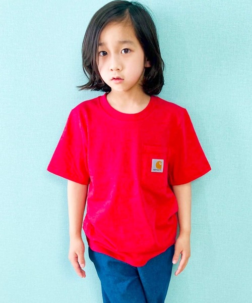 Carhartt（カーハート）の「carhartt  ワンポイントロゴ 半袖ポケットTシャツ キッズ（Tシャツ/カットソー・キッズ・ブラック/オレンジ/ブルー/ブルー系1/レッド系・4/6/5/7/S/M/L/XL）」の20枚目の写真