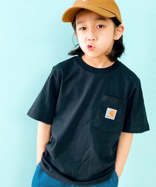 Carhartt（カーハート）の「carhartt  ワンポイントロゴ 半袖ポケットTシャツ キッズ（Tシャツ/カットソー・キッズ・ブラック/オレンジ/ブルー/ブルー系1/レッド系・4/6/5/7/S/M/L/XL）」の6枚目の写真