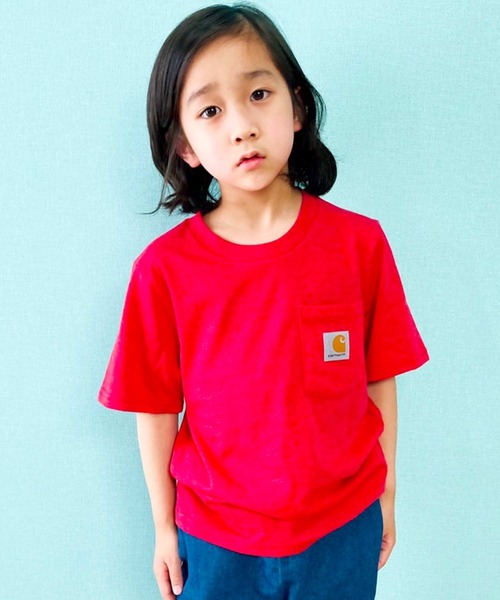 Carhartt（カーハート）の「carhartt  ワンポイントロゴ 半袖ポケットTシャツ キッズ（Tシャツ/カットソー・キッズ・ブラック/オレンジ/ブルー/ブルー系1/レッド系・4/6/5/7/S/M/L/XL）」の8枚目の写真