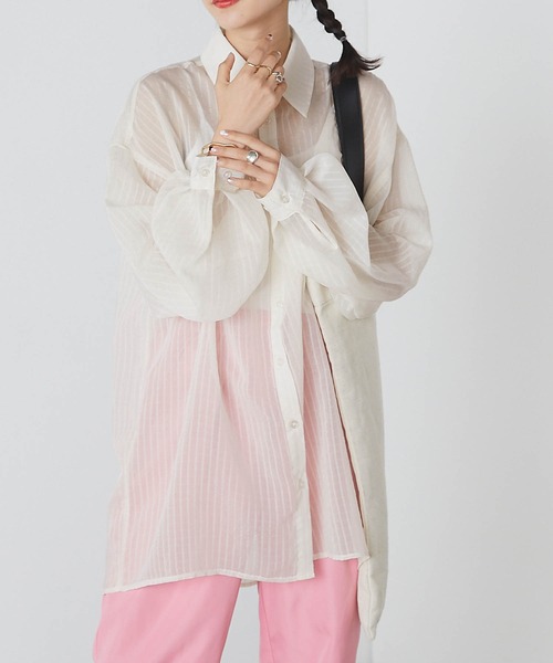 MIESROHE シアーストライプビッグシャツ MIESROHE シアーストライプビッグシャツ-割引クーポンやセール