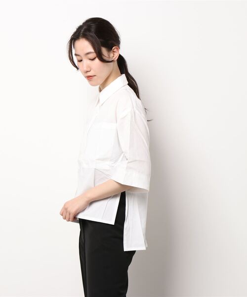 e-zakkamania stores（イーザッカマニアストアーズ）の「【一枚で様になるボックスシャツ】 ボックスシルエット ブロードシャツ（シャツ/ブラウス・レディース・ブラック/ブルー/ホワイト・M）」の5枚目の写真