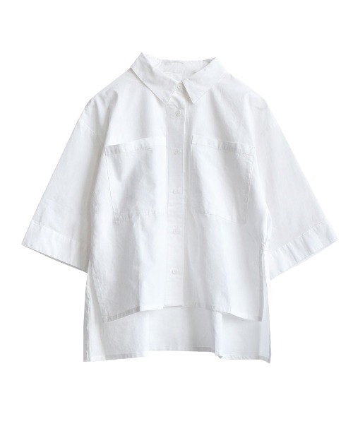 e-zakkamania stores（イーザッカマニアストアーズ）の「【一枚で様になるボックスシャツ】 ボックスシルエット ブロードシャツ（シャツ/ブラウス・レディース・ブラック/ブルー/ホワイト・M）」の12枚目の写真