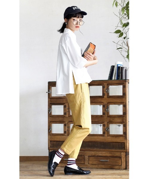 e-zakkamania stores（イーザッカマニアストアーズ）の「【一枚で様になるボックスシャツ】 ボックスシルエット ブロードシャツ（シャツ/ブラウス・レディース・ブラック/ブルー/ホワイト・M）」の7枚目の写真