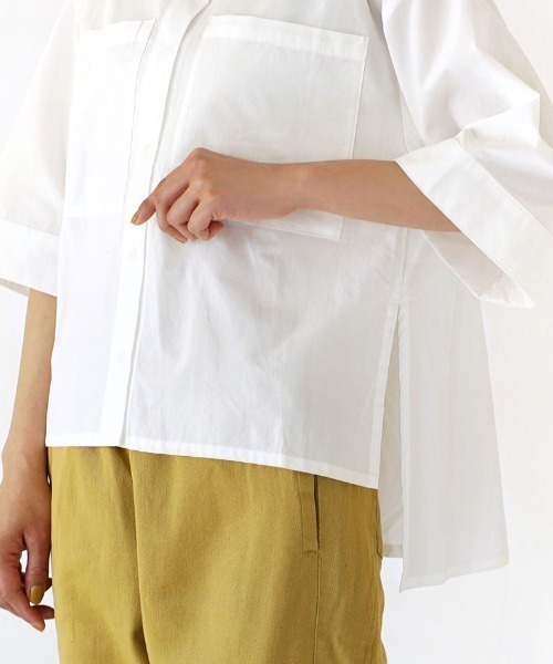 e-zakkamania stores（イーザッカマニアストアーズ）の「【一枚で様になるボックスシャツ】 ボックスシルエット ブロードシャツ（シャツ/ブラウス・レディース・ブラック/ブルー/ホワイト・M）」の11枚目の写真