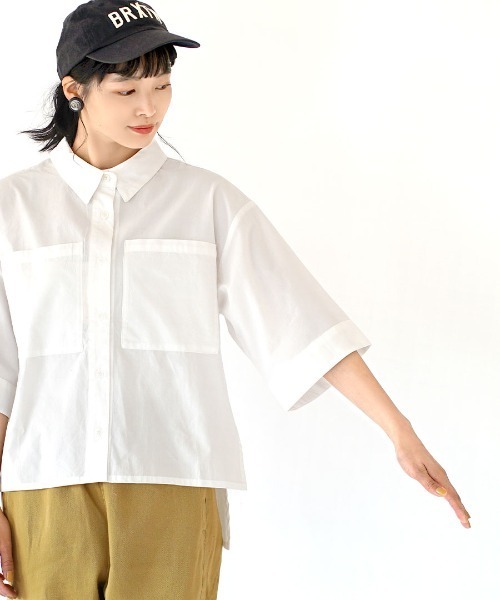 e-zakkamania stores（イーザッカマニアストアーズ）の「【一枚で様になるボックスシャツ】 ボックスシルエット ブロードシャツ（シャツ/ブラウス・レディース・ブラック/ブルー/ホワイト・M）」の13枚目の写真