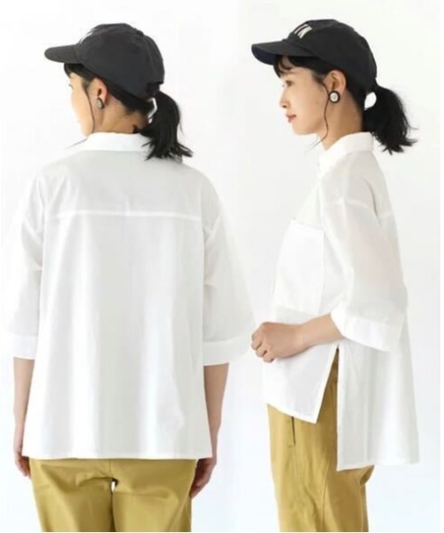 e-zakkamania stores（イーザッカマニアストアーズ）の「【一枚で様になるボックスシャツ】 ボックスシルエット ブロードシャツ（シャツ/ブラウス・レディース・ブラック/ブルー/ホワイト・M）」の16枚目の写真