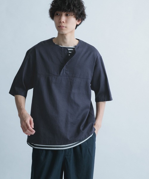 FORK&SPOON(フォークアンドスプーン)の「FORK&SPOON ハーフジッププルオーバーシャツ(シャツ/ブラウス・メンズ・ネイビー/アイボリー・5/4)」の18枚目の写真