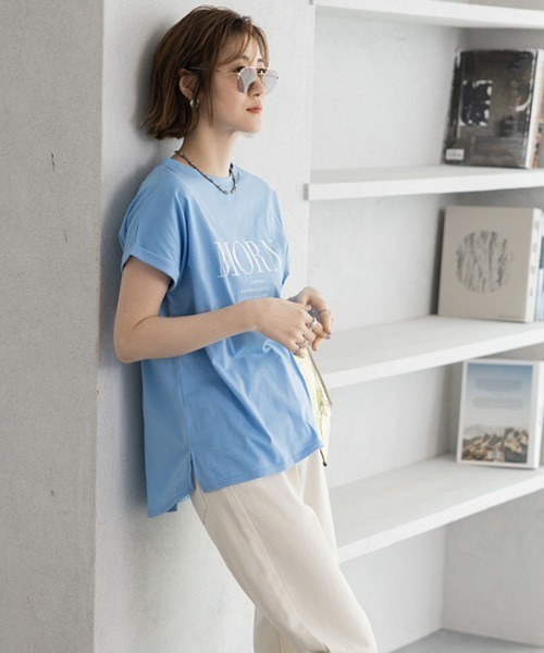 GeeRA(ジーラ)の「フレンチスリーブプリントTシャツ(Tシャツ/カットソー・レディース・ブラック/オフホワイト/ブルー・MEDIUM/LARGE/X-LARGE/XX-LARGE)」の8枚目の写真