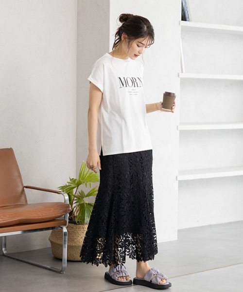 GeeRA(ジーラ)の「フレンチスリーブプリントTシャツ(Tシャツ/カットソー・レディース・ブラック/オフホワイト/ブルー・MEDIUM/LARGE/X-LARGE/XX-LARGE)」の7枚目の写真