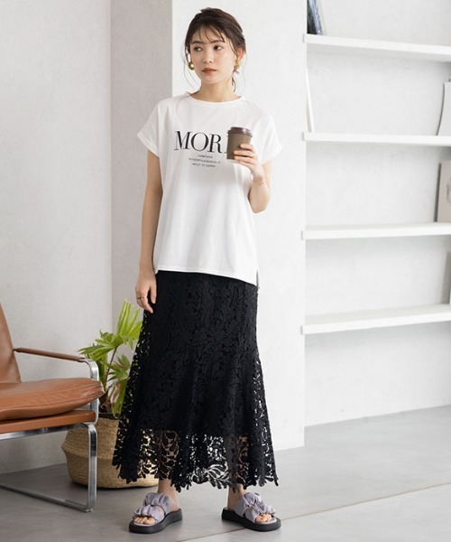 GeeRA(ジーラ)の「フレンチスリーブプリントTシャツ(Tシャツ/カットソー・レディース・ブラック/オフホワイト/ブルー・MEDIUM/LARGE/X-LARGE/XX-LARGE)」の15枚目の写真