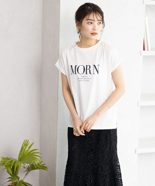 GeeRA(ジーラ)の「フレンチスリーブプリントTシャツ(Tシャツ/カットソー・レディース・ブラック/オフホワイト/ブルー・MEDIUM/LARGE/X-LARGE/XX-LARGE)」の6枚目の写真