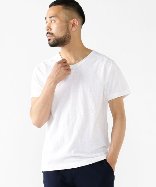 BEAMS PLUS(ビームスプラス)の「BEAMS PLUS / V ネック Tシャツ(Tシャツ/カットソー・メンズ・オフホワイト/ネイビー/ピンク/ブラック・X-LARGE/LARGE/MEDIUM/SMALL)」の12枚目の写真
