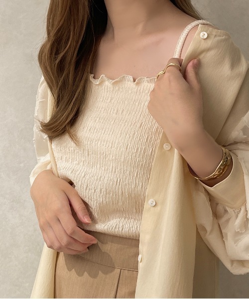 apres jour clair(アプレジュールクレア)の「【apres jour clair】カップ付きクシュクシュキャミソール【ZOZOTOWN限定アイテム】(キャミソール・レディース・アイボリー/ダークブラウン/ベージュ・X-LARGE/フリー)」の9枚目の写真