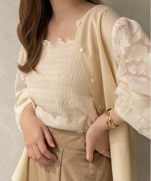apres jour clair(アプレジュールクレア)の「【apres jour clair】カップ付きクシュクシュキャミソール【ZOZOTOWN限定アイテム】(キャミソール・レディース・アイボリー/ダークブラウン/ベージュ・X-LARGE/フリー)」の14枚目の写真
