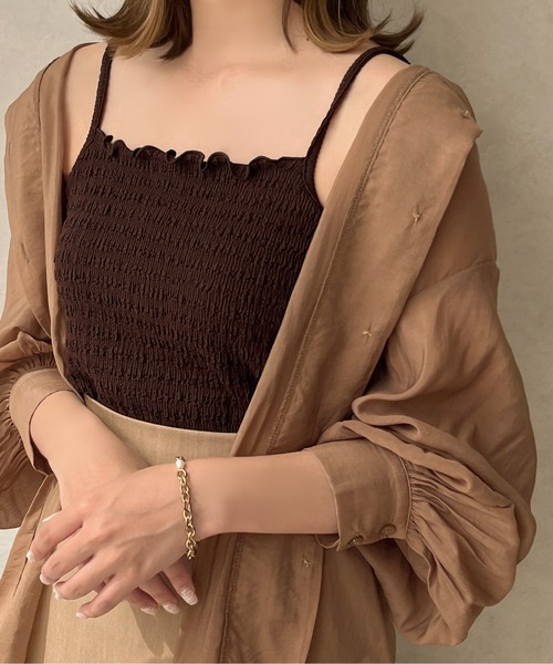 apres jour clair(アプレジュールクレア)の「【apres jour clair】カップ付きクシュクシュキャミソール【ZOZOTOWN限定アイテム】(キャミソール・レディース・アイボリー/ダークブラウン/ベージュ・X-LARGE/フリー)」の5枚目の写真