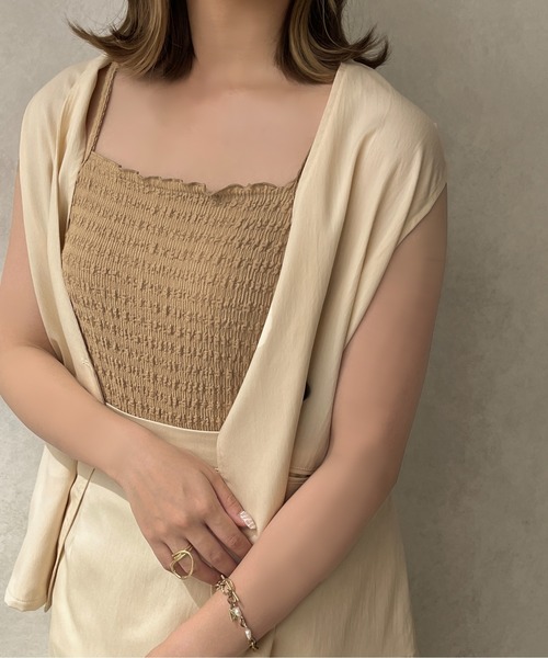 apres jour clair(アプレジュールクレア)の「【apres jour clair】カップ付きクシュクシュキャミソール【ZOZOTOWN限定アイテム】(キャミソール・レディース・アイボリー/ダークブラウン/ベージュ・X-LARGE/フリー)」の17枚目の写真