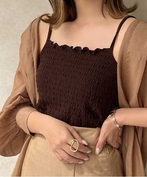 apres jour clair(アプレジュールクレア)の「【apres jour clair】カップ付きクシュクシュキャミソール【ZOZOTOWN限定アイテム】(キャミソール・レディース・アイボリー/ダークブラウン/ベージュ・X-LARGE/フリー)」の6枚目の写真