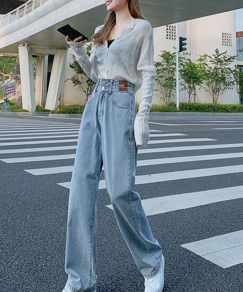 Jasmine Grandiflorum(ジャスミングランディフローラム)の「【Jasmine】2ボタンハイウエストストレートワイドデニムパンツ (OG) (LV)(デニムパンツ・レディース・ライトブルー/ブラック/ホワイト/ブルー/ネイビー/ブラウン/グレー/グリーン・MEDIUM/X-SMALL/SMALL/LARGE/X-LARGE/XX-LARGE)」の16枚目の写真