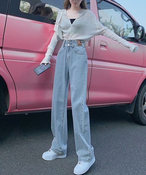 Jasmine Grandiflorum(ジャスミングランディフローラム)の「【Jasmine】2ボタンハイウエストストレートワイドデニムパンツ (OG) (LV)(デニムパンツ・レディース・ライトブルー/ブラック/ホワイト/ブルー/ネイビー/ブラウン/グレー/グリーン・MEDIUM/X-SMALL/SMALL/LARGE/X-LARGE/XX-LARGE)」の17枚目の写真