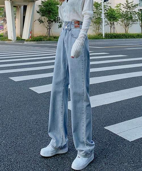 Jasmine Grandiflorum(ジャスミングランディフローラム)の「【Jasmine】2ボタンハイウエストストレートワイドデニムパンツ (OG) (LV)(デニムパンツ・レディース・ライトブルー/ブラック/ホワイト/ブルー/ネイビー/ブラウン/グレー/グリーン・MEDIUM/X-SMALL/SMALL/LARGE/X-LARGE/XX-LARGE)」の18枚目の写真