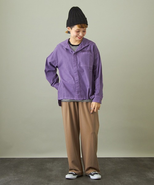 CUBE SUGAR（キューブシュガー）の「無地ポンチウエストゴムイージーカラーパンツ（その他パンツ・レディース・ブラック/ベージュ/グリーン/イエロー/レッド/パープル・M）」の12枚目の写真