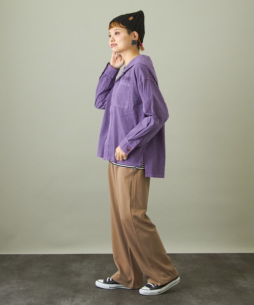 CUBE SUGAR（キューブシュガー）の「無地ポンチウエストゴムイージーカラーパンツ（その他パンツ・レディース・ブラック/ベージュ/グリーン/イエロー/レッド/パープル・M）」の18枚目の写真