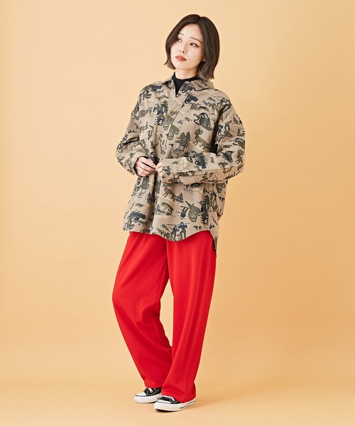 CUBE SUGAR（キューブシュガー）の「無地ポンチウエストゴムイージーカラーパンツ（その他パンツ・レディース・ブラック/ベージュ/グリーン/イエロー/レッド/パープル・M）」の8枚目の写真