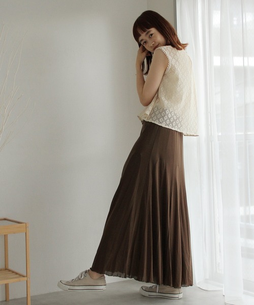 Crisp（クリスプ）の「ヘムフレアニットスカート（スカート・レディース・ブラウン/カーキ・FREE）」の6枚目の写真