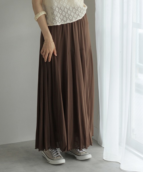 Crisp（クリスプ）の「ヘムフレアニットスカート（スカート・レディース・ブラウン/カーキ・FREE）」の8枚目の写真