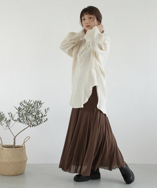 Crisp（クリスプ）の「ヘムフレアニットスカート（スカート・レディース・ブラウン/カーキ・FREE）」の10枚目の写真