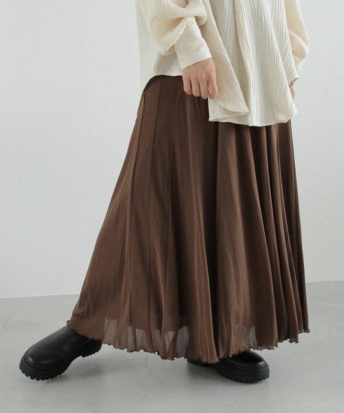 Crisp（クリスプ）の「ヘムフレアニットスカート（スカート・レディース・ブラウン/カーキ・FREE）」の12枚目の写真
