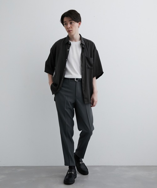 JUNRED(ジュンレッド)の「シルキーサテンハーフスリーブシャツ(シャツ/ブラウス・メンズ・チャコールグレー/ライトグレー/ミント・L/M/LL)」の11枚目の写真