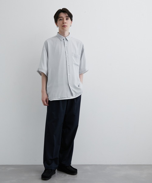 JUNRED(ジュンレッド)の「シルキーサテンハーフスリーブシャツ(シャツ/ブラウス・メンズ・チャコールグレー/ライトグレー/ミント・L/M/LL)」の13枚目の写真