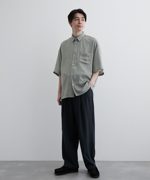 JUNRED(ジュンレッド)の「シルキーサテンハーフスリーブシャツ(シャツ/ブラウス・メンズ・チャコールグレー/ライトグレー/ミント・L/M/LL)」の16枚目の写真