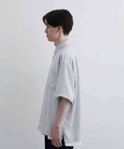 JUNRED(ジュンレッド)の「シルキーサテンハーフスリーブシャツ(シャツ/ブラウス・メンズ・チャコールグレー/ライトグレー/ミント・L/M/LL)」の17枚目の写真