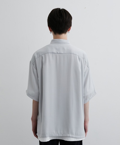 JUNRED(ジュンレッド)の「シルキーサテンハーフスリーブシャツ(シャツ/ブラウス・メンズ・チャコールグレー/ライトグレー/ミント・L/M/LL)」の18枚目の写真