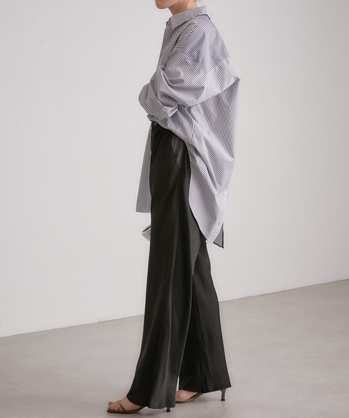 COLLAGE GALLARDAGALANTE（コラージュガリャルダガランテ）の「【OT】落ち感/キレイなライン/サテン地/フィブリルワイドパンツ/手洗い可（その他パンツ・レディース・ブラック/マスタード・FREE）」の16枚目の写真