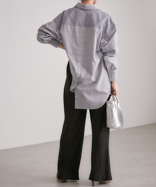 COLLAGE GALLARDAGALANTE（コラージュガリャルダガランテ）の「【OT】落ち感/キレイなライン/サテン地/フィブリルワイドパンツ/手洗い可（その他パンツ・レディース・ブラック/マスタード・FREE）」の3枚目の写真