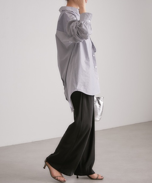 COLLAGE GALLARDAGALANTE（コラージュガリャルダガランテ）の「【OT】落ち感/キレイなライン/サテン地/フィブリルワイドパンツ/手洗い可（その他パンツ・レディース・ブラック/マスタード・FREE）」の7枚目の写真