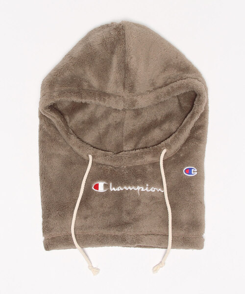 Champion（チャンピオン）の「【Champion/チャンピオン】ボアフード付きネックウォーマー　ワンポイントブランドロゴ（ネックウォーマー/スヌード・メンズ・ネイビー/ベージュ/ブラック/ブラウン/グレー・FREE）」の3枚目の写真