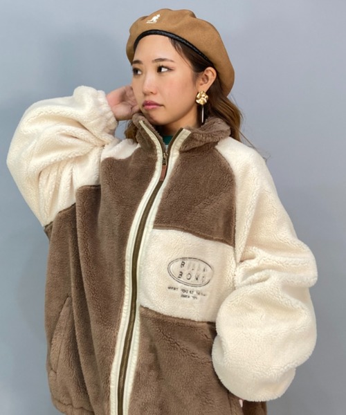 BILLABONG/ビラボンビッグシルエット/オーバーサイズ/２トーン切り替えボアフルジップジャケットBC014-759