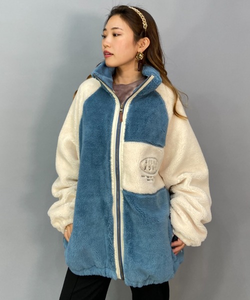 BILLABONG(ビラボン)の「BILLABONG/ビラボン ビッグシルエット/オーバーサイズ/2トーン切り替えボアフルジップジャケット BC014-759(ムートンコート・レディース・ブラウン/ブルー/ブラック・M/L)」の3枚目の写真