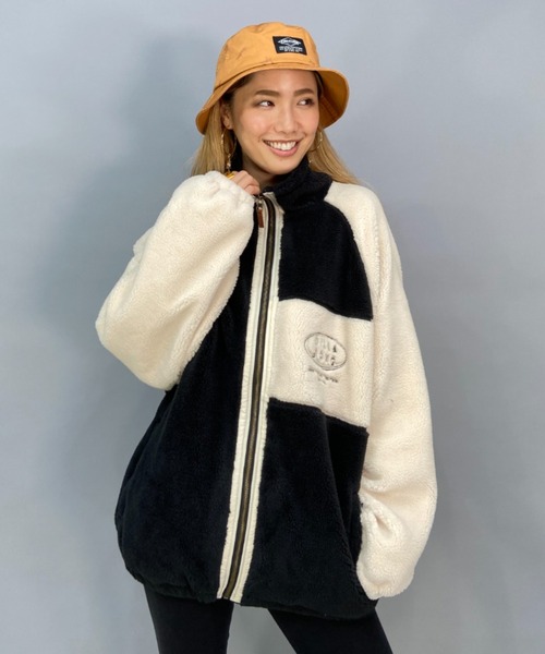 BILLABONG(ビラボン)の「BILLABONG/ビラボン ビッグシルエット/オーバーサイズ/2トーン切り替えボアフルジップジャケット BC014-759(ムートンコート・レディース・ブラウン/ブルー/ブラック・M/L)」の2枚目の写真