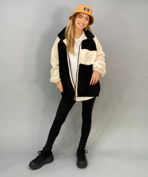 BILLABONG(ビラボン)の「BILLABONG/ビラボン ビッグシルエット/オーバーサイズ/2トーン切り替えボアフルジップジャケット BC014-759(ムートンコート・レディース・ブラウン/ブルー/ブラック・M/L)」の8枚目の写真