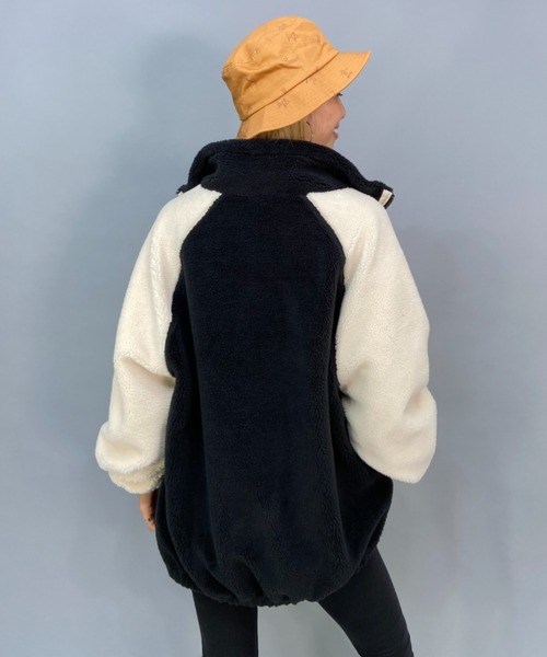 BILLABONG(ビラボン)の「BILLABONG/ビラボン ビッグシルエット/オーバーサイズ/2トーン切り替えボアフルジップジャケット BC014-759(ムートンコート・レディース・ブラウン/ブルー/ブラック・M/L)」の6枚目の写真