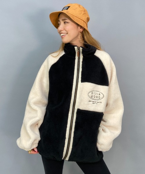BILLABONG(ビラボン)の「BILLABONG/ビラボン ビッグシルエット/オーバーサイズ/2トーン切り替えボアフルジップジャケット BC014-759(ムートンコート・レディース・ブラウン/ブルー/ブラック・M/L)」の4枚目の写真