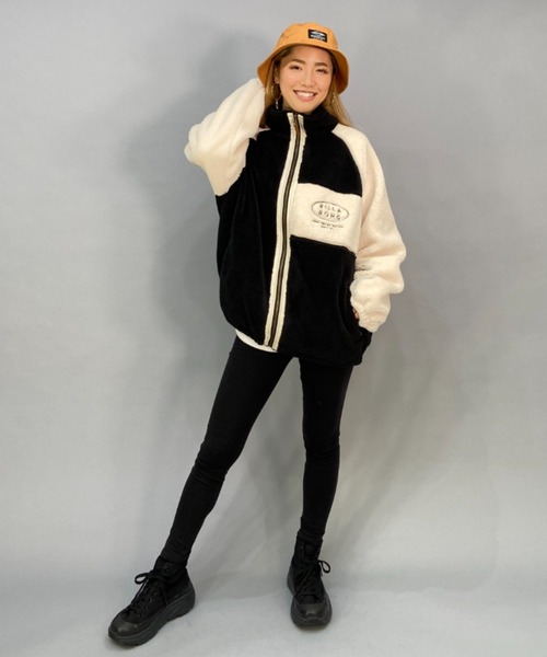 BILLABONG(ビラボン)の「BILLABONG/ビラボン ビッグシルエット/オーバーサイズ/2トーン切り替えボアフルジップジャケット BC014-759(ムートンコート・レディース・ブラウン/ブルー/ブラック・M/L)」の7枚目の写真